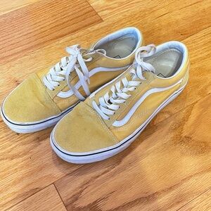 women’s yellow old school vans—size 9